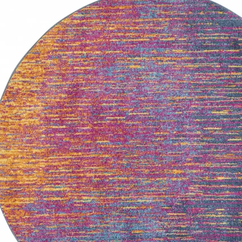 5' Blue And Orange Abstract Round Rug Photo 3