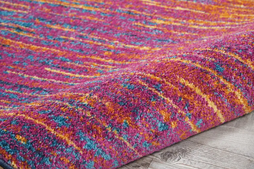 Blue And Pink Abstract Power Loom Area Rug Photo 5