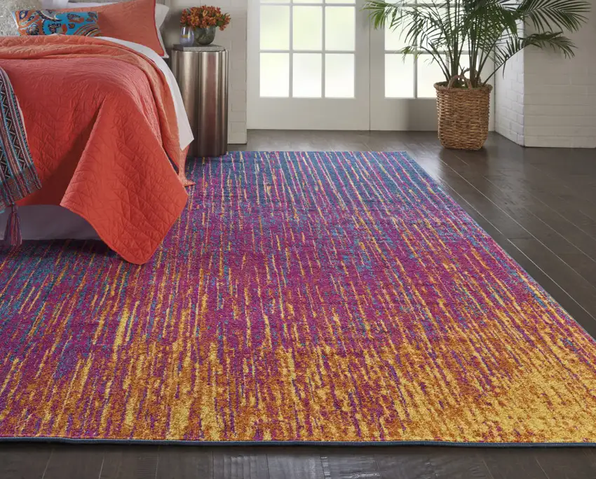 Blue And Orange Abstract Area Rug Photo 7
