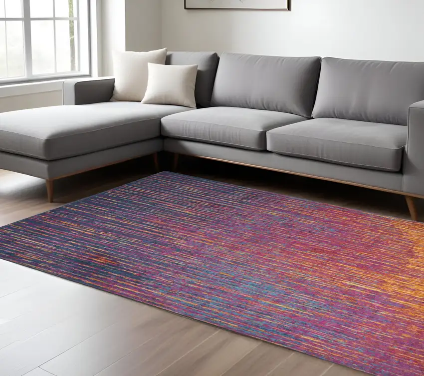 Blue And Orange Abstract Area Rug Photo 1