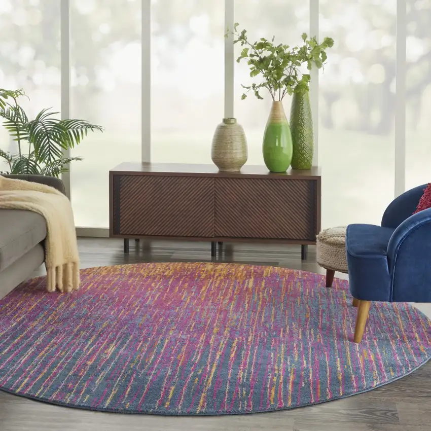 Rainbow  Abstract Striations Area Rug Photo 7