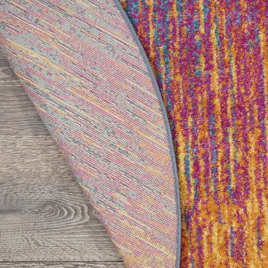 4' Blue And Orange Abstract Round Rug Photo 8