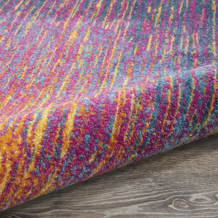 4' Blue And Orange Abstract Round Rug Photo 4