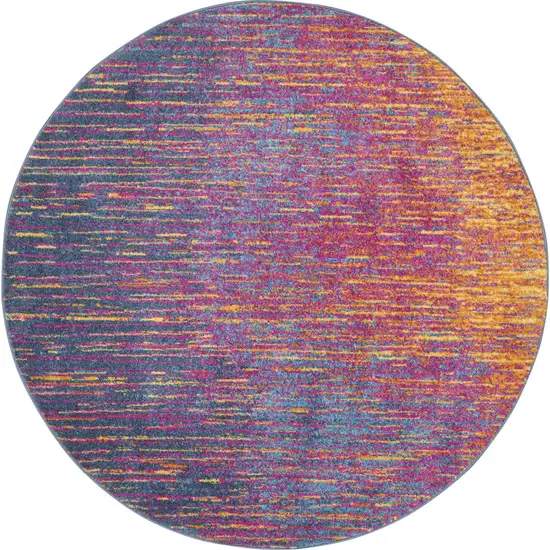 4' Blue And Orange Abstract Round Rug Photo 1