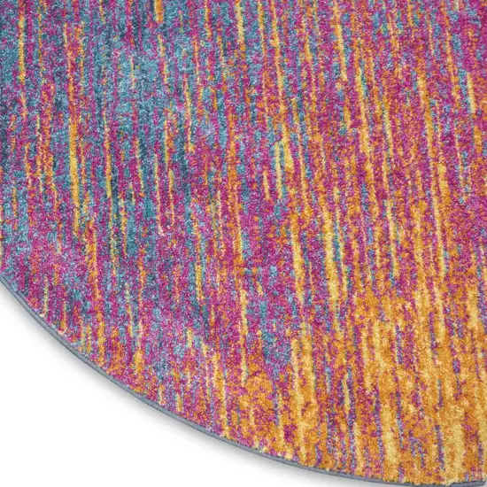 4' Blue And Orange Abstract Round Rug Photo 7