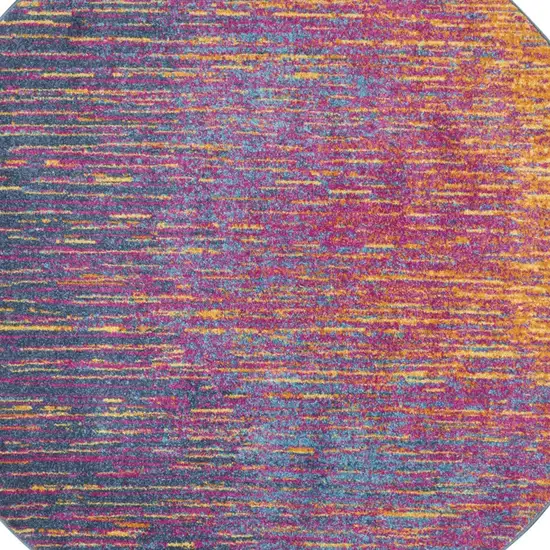 4' Blue And Orange Abstract Round Rug Photo 5