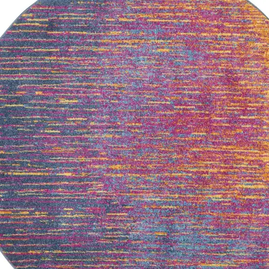 4' Blue And Orange Abstract Round Rug Photo 3