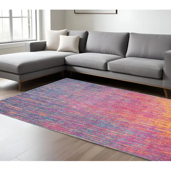 Blue And Orange Abstract Area Rug Photo 2