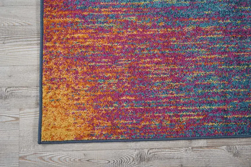6' Blue And Pink Abstract Power Loom Runner Rug Photo 1