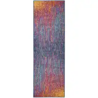 Photo of Rainbow Abstract Striations Runner Rug