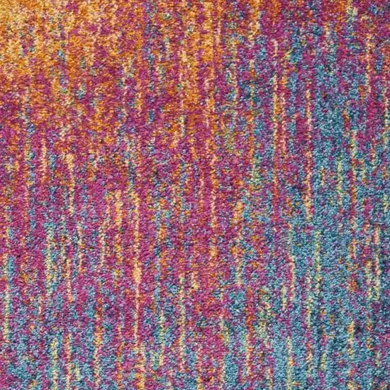 6' Blue And Orange Abstract Runner Rug Photo 6