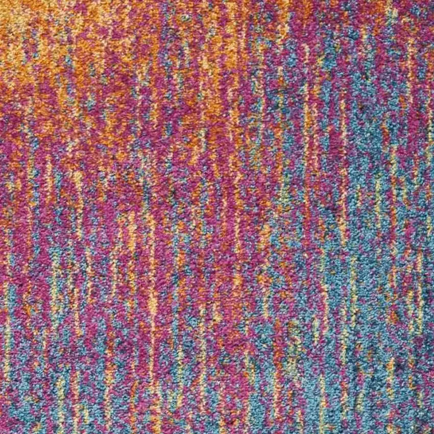 6' Blue And Orange Abstract Runner Rug Photo 6