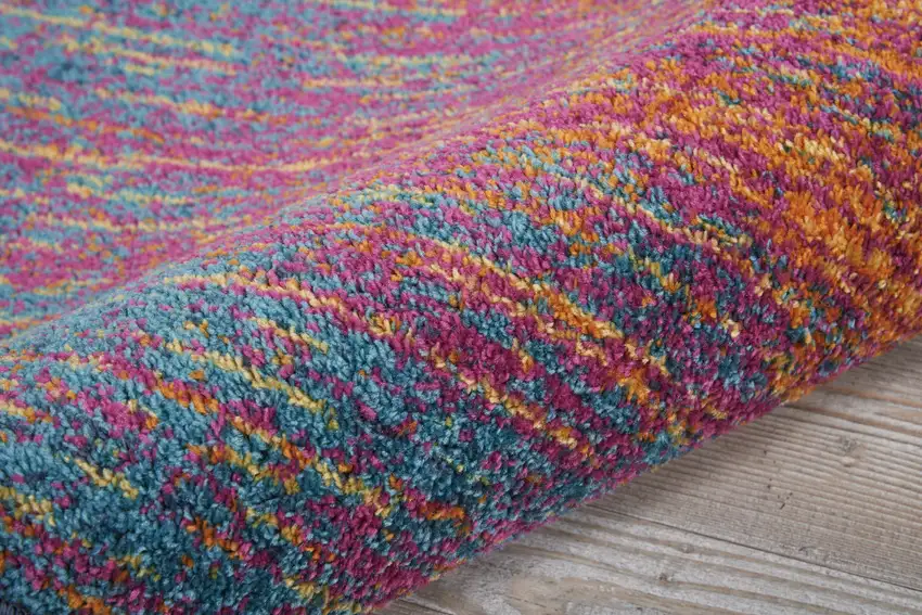 6' Blue And Orange Abstract Runner Rug Photo 2