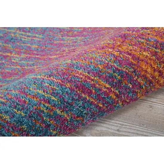 6' Blue And Orange Abstract Runner Rug Photo 8