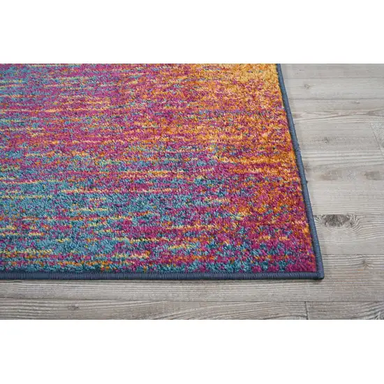 6' Blue And Orange Abstract Runner Rug Photo 9