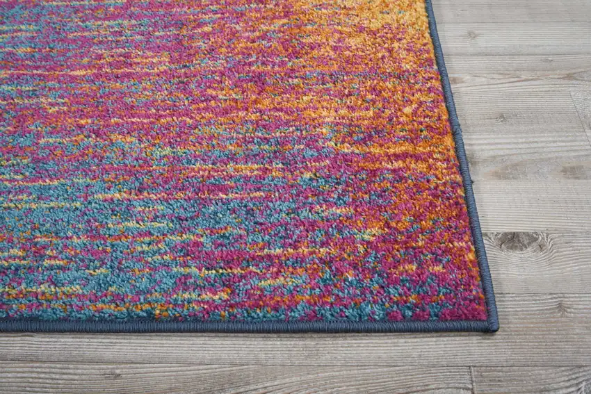 6' Blue And Orange Abstract Runner Rug Photo 9