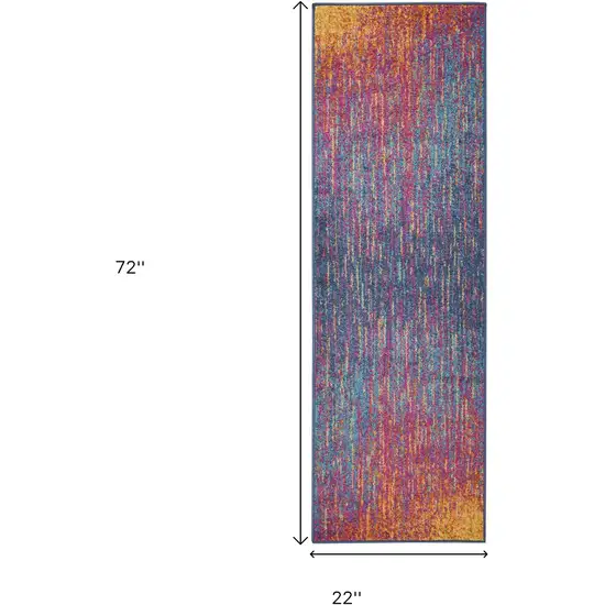 6' Blue And Orange Abstract Runner Rug Photo 8