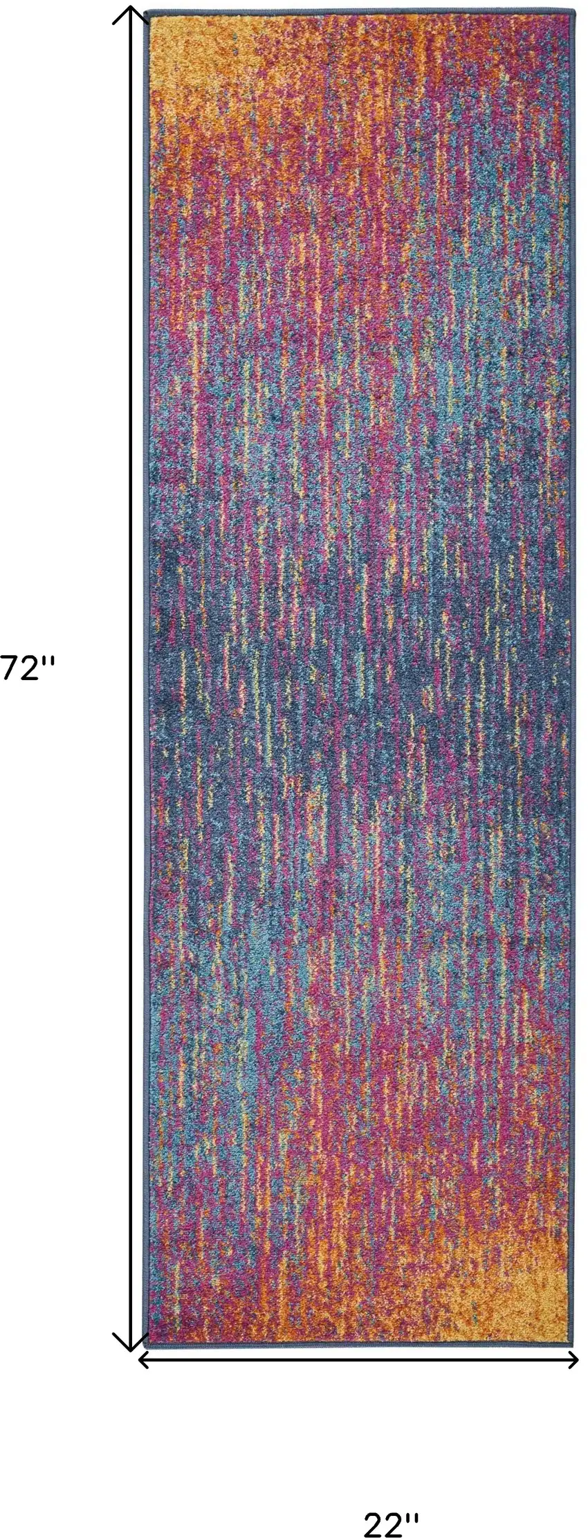 6' Blue And Orange Abstract Runner Rug Photo 7