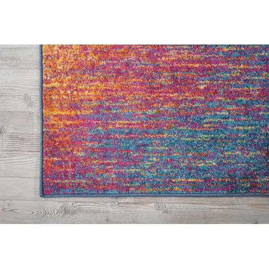 10' Blue And Orange Abstract Runner Rug Photo 9