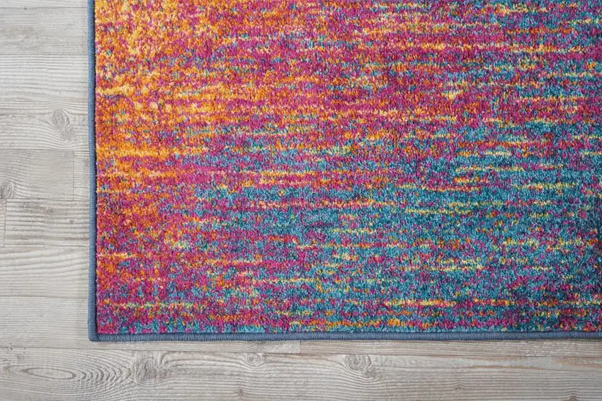 10' Blue And Orange Abstract Runner Rug Photo 9