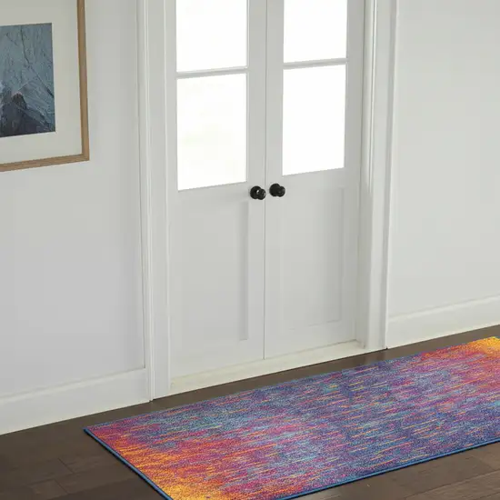10' Blue And Orange Abstract Runner Rug Photo 2