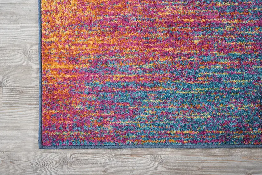 10' Blue And Orange Abstract Runner Rug Photo 5