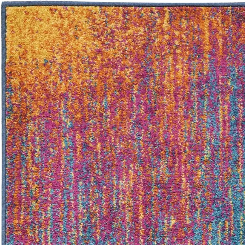 10' Blue And Orange Abstract Runner Rug Photo 4