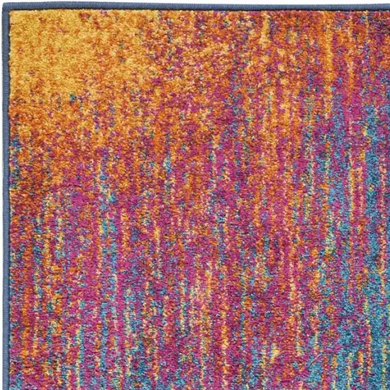 10' Blue And Orange Abstract Runner Rug Photo 4