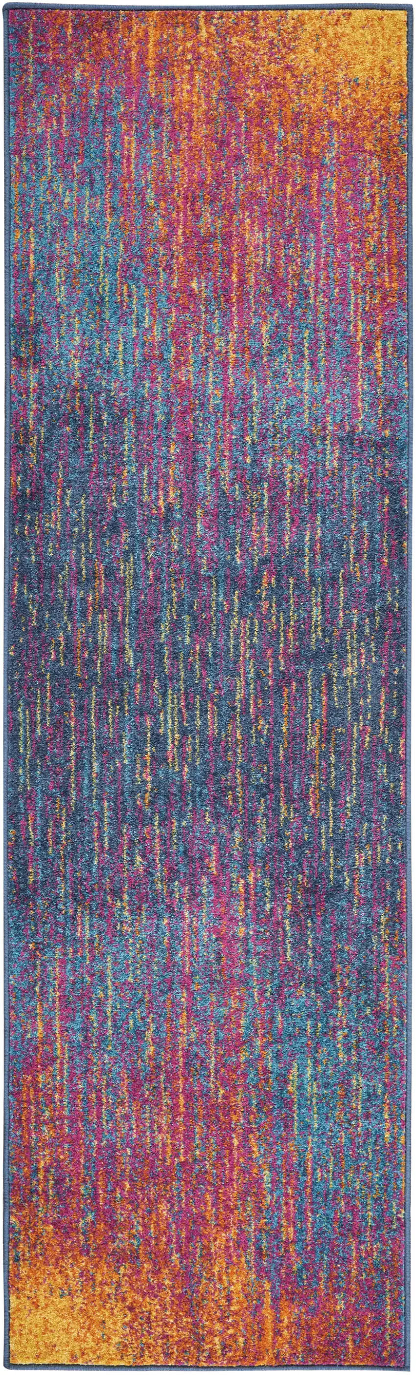 10' Blue And Pink Abstract Power Loom Runner Rug Photo 8