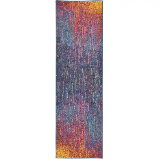 10' Blue And Orange Abstract Runner Rug Photo 8