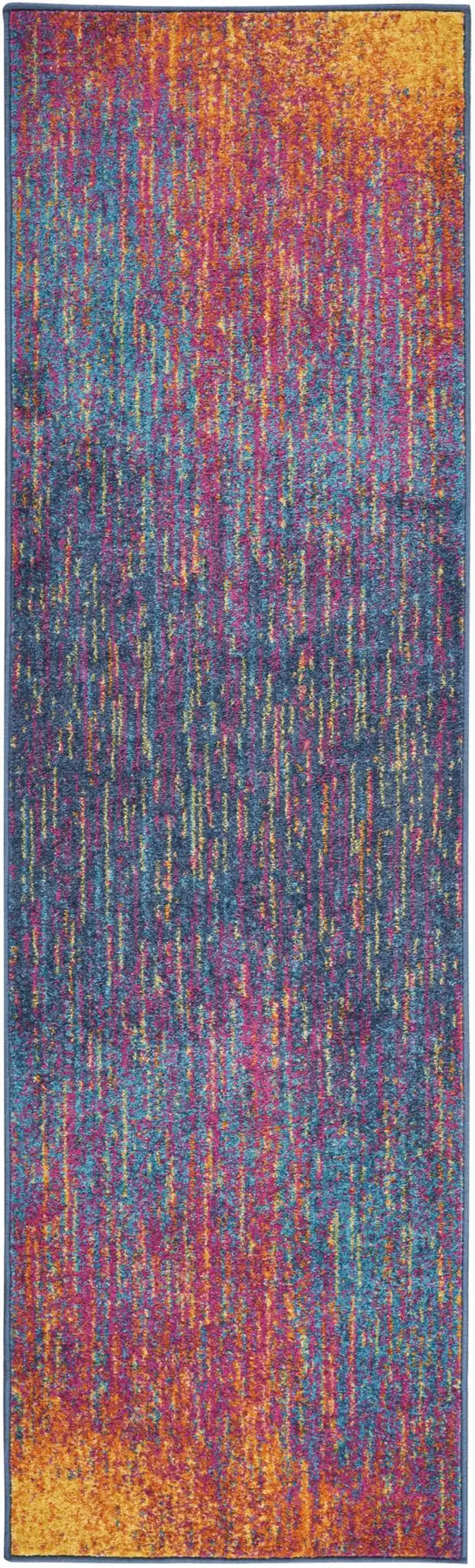 10' Blue And Orange Abstract Runner Rug Photo 8