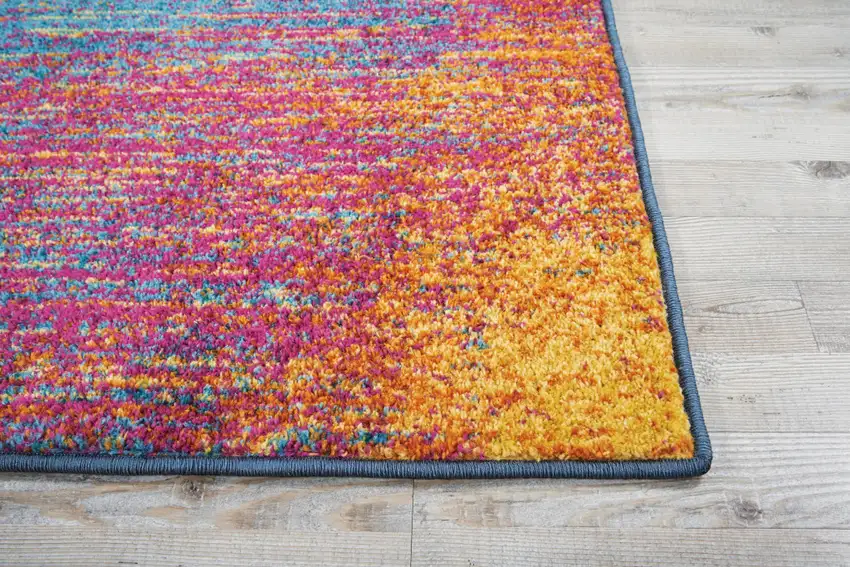 10' Blue And Orange Abstract Runner Rug Photo 9