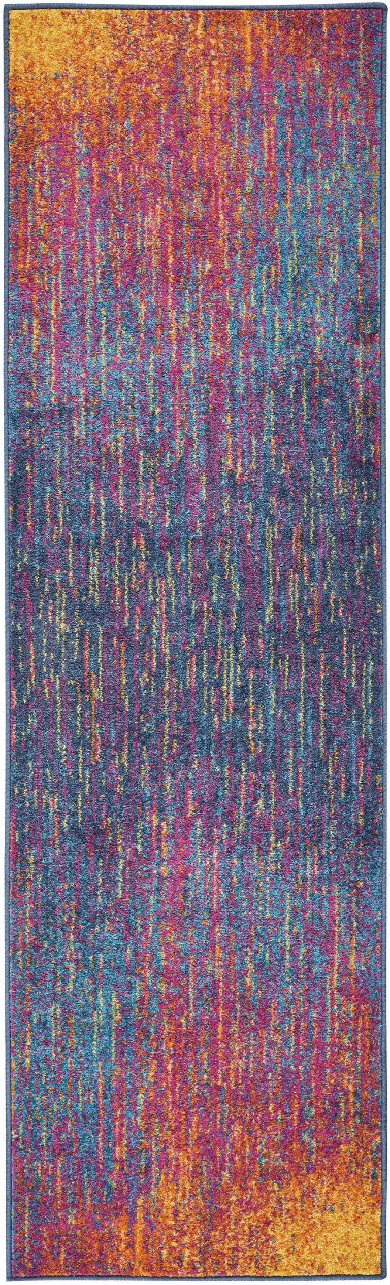 Rainbow Abstract Striations Runner Rug Photo 1