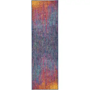 Photo of Rainbow Abstract Striations Runner Rug