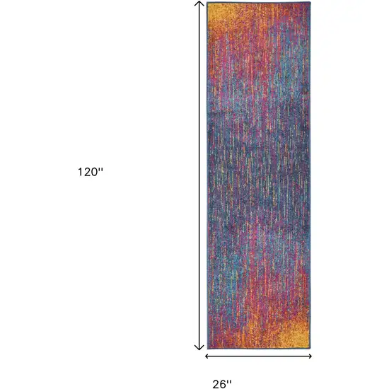 10' Blue And Orange Abstract Runner Rug Photo 9