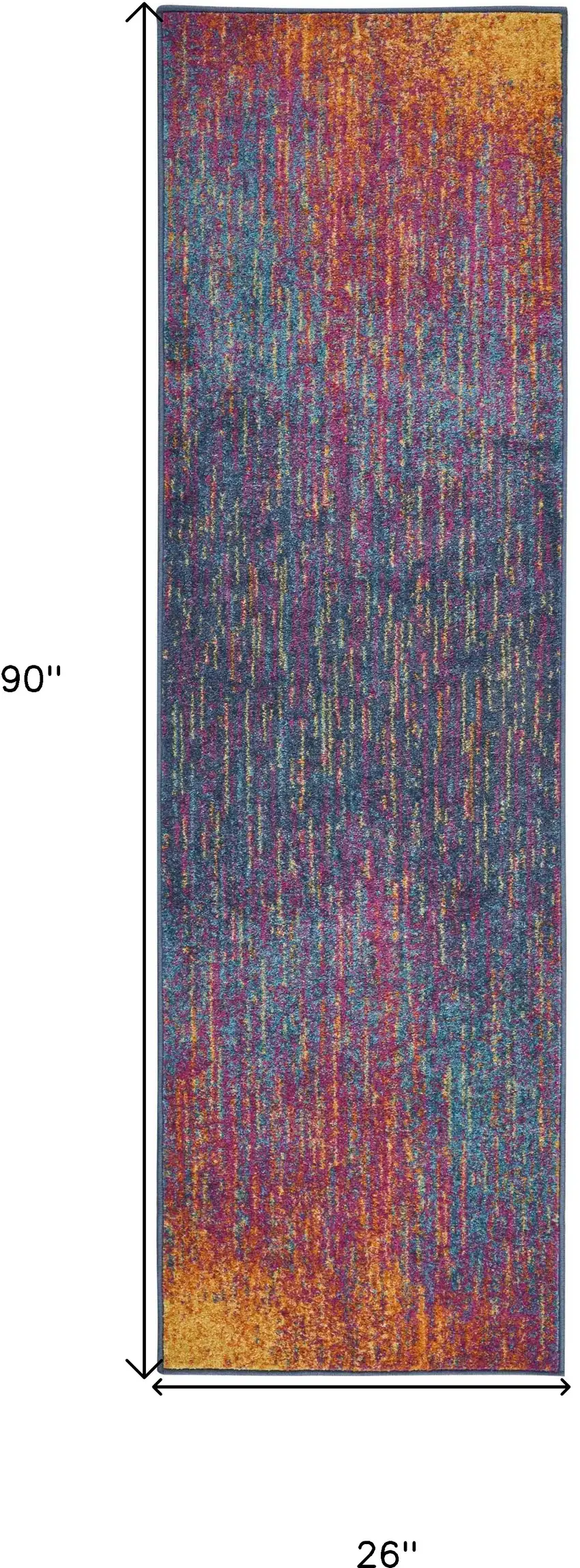 8' Blue And Orange Abstract Runner Rug Photo 7