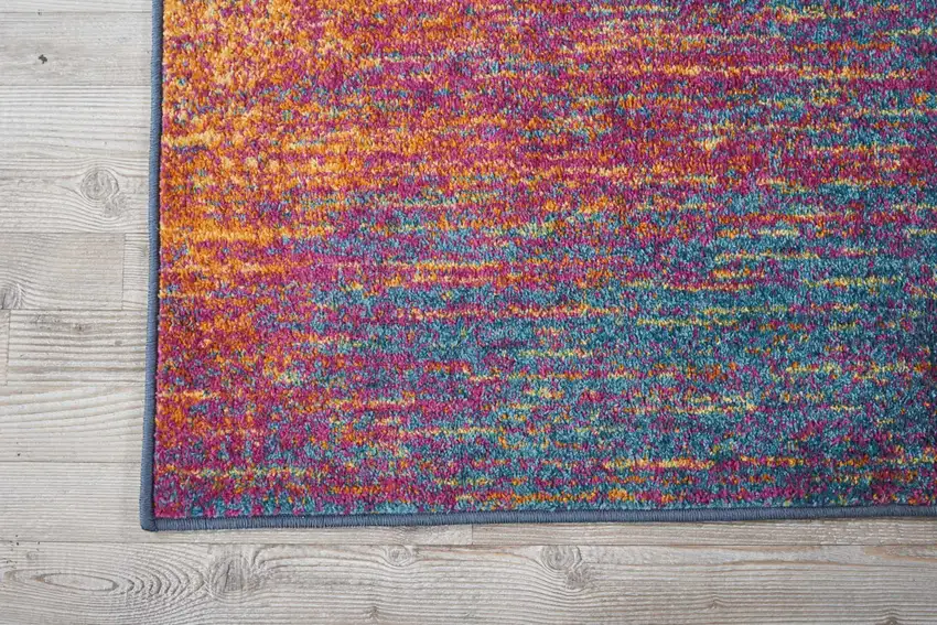 8' Blue And Orange Abstract Runner Rug Photo 5