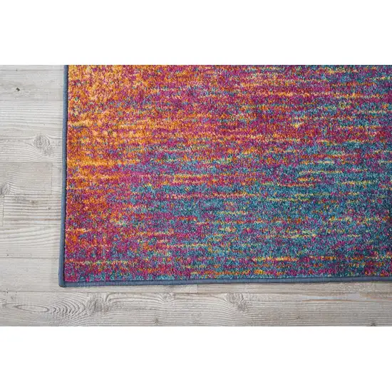 8' Blue And Orange Abstract Runner Rug Photo 5