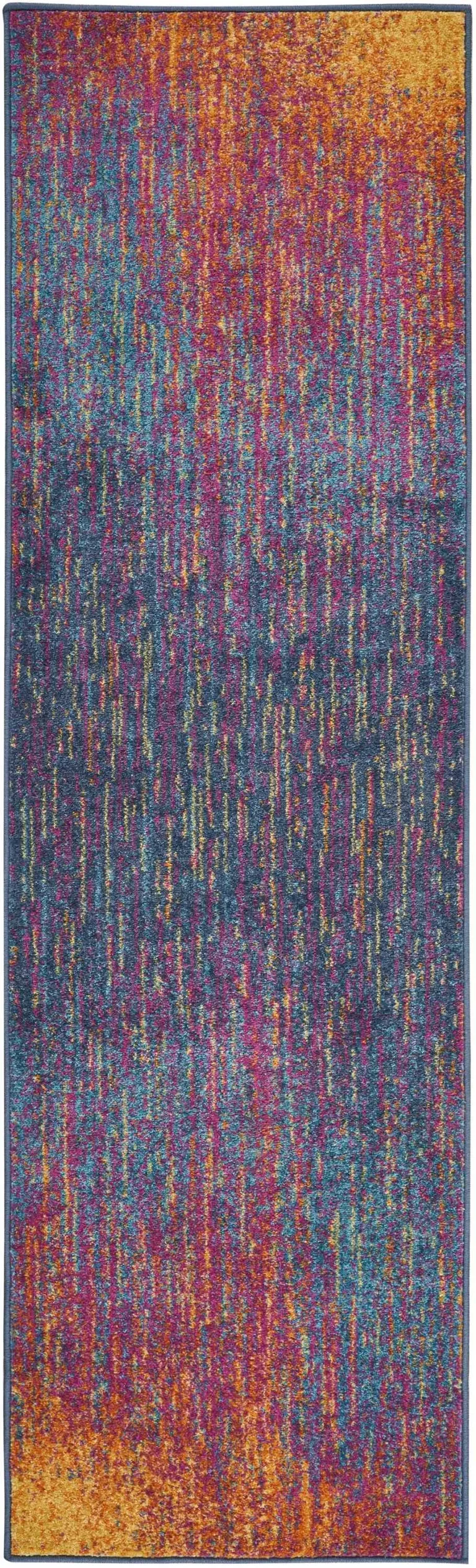 Rainbow Abstract Striations Runner Rug Photo 1