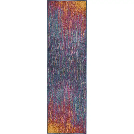 Rainbow Abstract Striations Runner Rug Photo 1