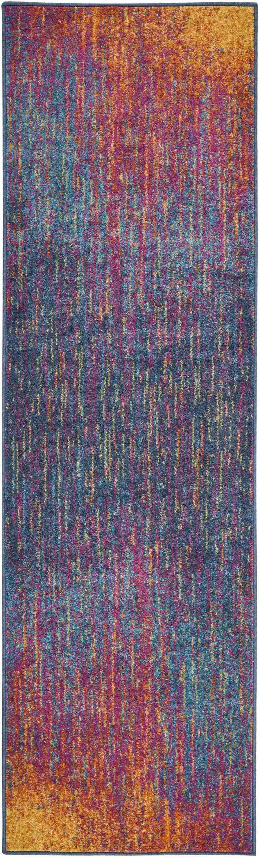 Rainbow Abstract Striations Runner Rug Photo 1