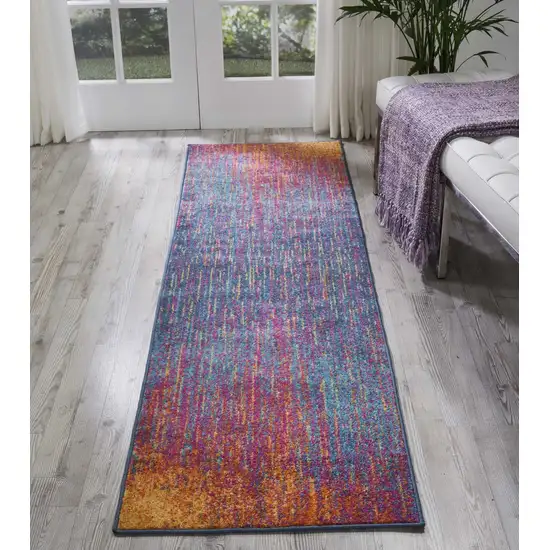 Rainbow Abstract Striations Runner Rug Photo 4