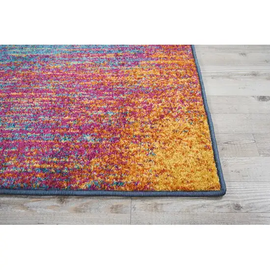 8' Blue And Orange Abstract Runner Rug Photo 9