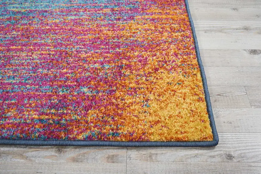 8' Blue And Orange Abstract Runner Rug Photo 9
