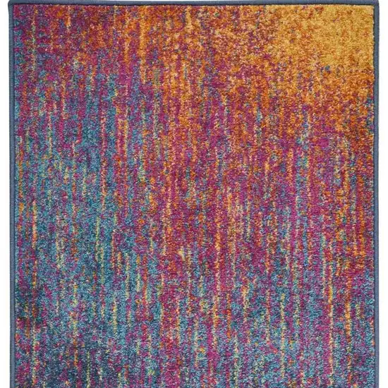 8' Blue And Orange Abstract Runner Rug Photo 6