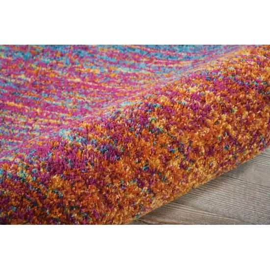 8' Blue And Orange Abstract Runner Rug Photo 8