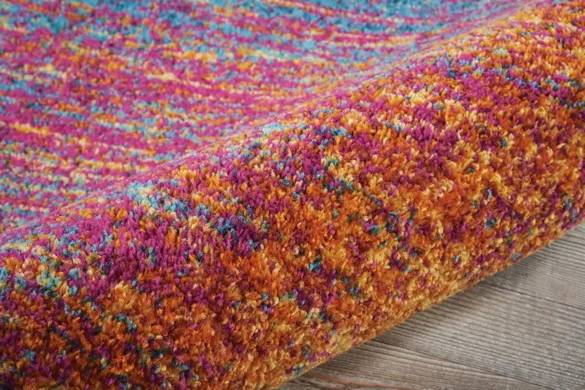 8' Blue And Orange Abstract Runner Rug Photo 8