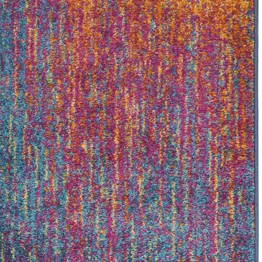 8' Blue And Orange Abstract Runner Rug Photo 5