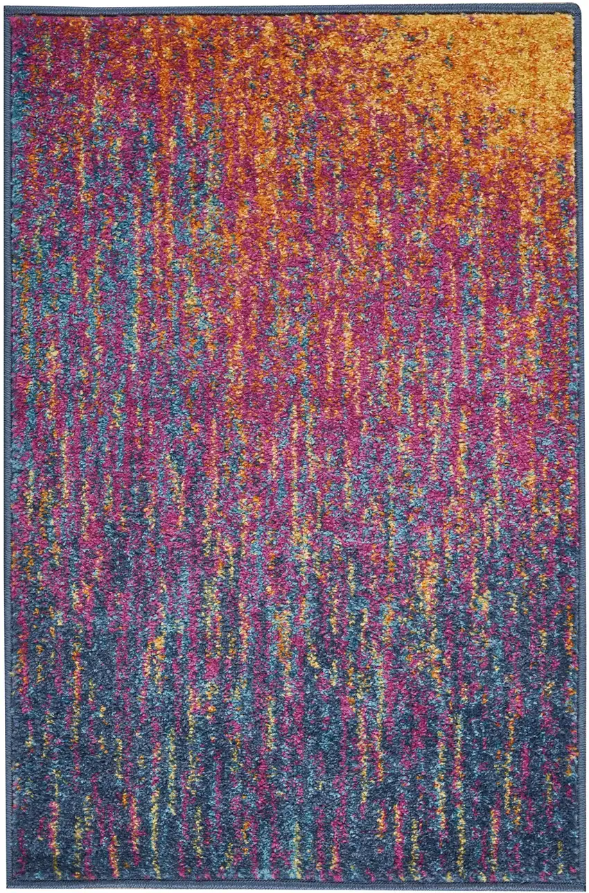 Blue And Orange Abstract Area Rug Photo 3