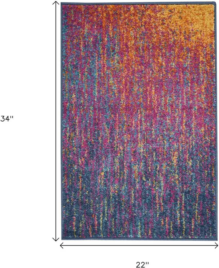 Blue And Orange Abstract Area Rug Photo 7